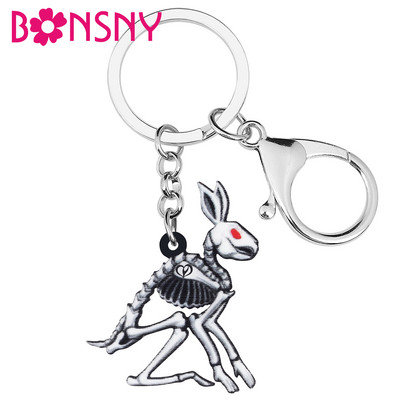 BONSNY akril halloween édes koponya nyuszi csontváz nyúl kulcstartó Divatos nagy kulcstartó gyűrű ékszer nőknek lány tinik ajándék