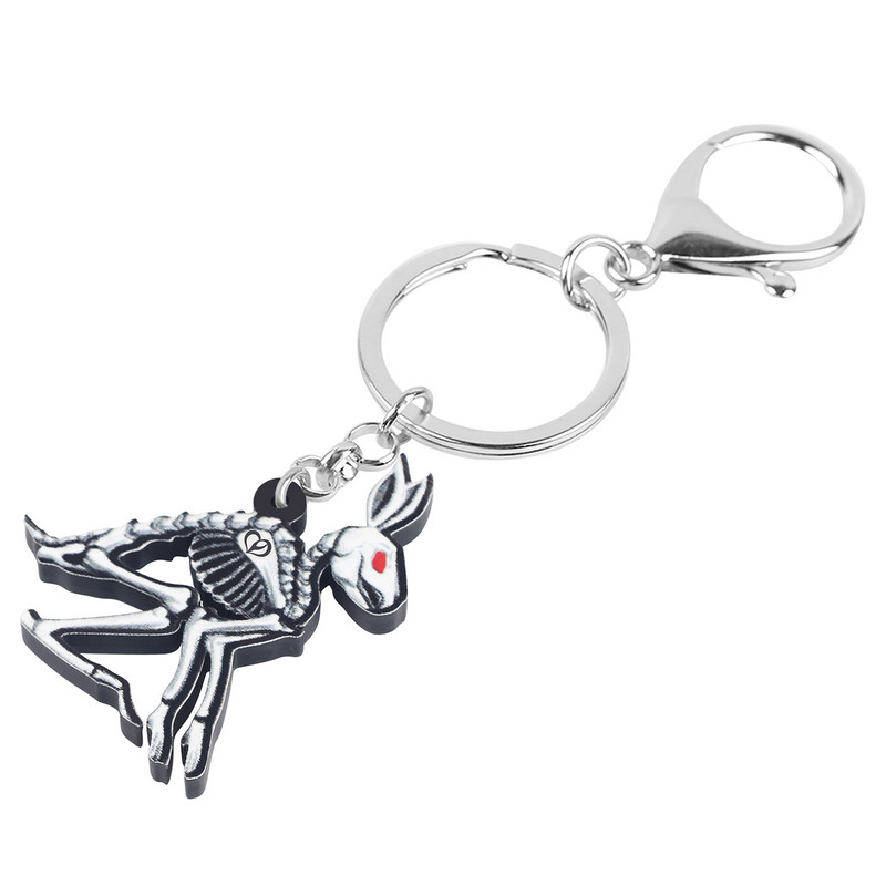 BONSNY Acrilic Halloween Dulce Craniu Iepuraș Schelet Iepure Breloc La modă Breloc Mare Inel Bijuterii Pentru Femei Fată Adolescenți Cadou