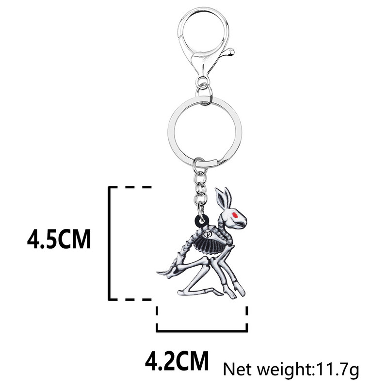 BONSNY Acrilic Halloween Dulce Craniu Iepuraș Schelet Iepure Breloc La modă Breloc Mare Inel Bijuterii Pentru Femei Fată Adolescenți Cadou