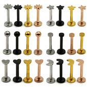 4db belső menet lapos kerek ,csillag, hold, szív Labret ajakpiercing fül Tragus Stud gyűrű Monroe test ékszer rögzítő 16g