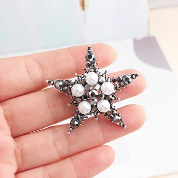 Pomlee Pearl Rhinestone Star καρφίτσες για γυναίκες Vintage καρφίτσες από κράμα Παλτό Καρφίτσα Γυαλιστερή Κομψή τσάντα Αξεσουάρ υψηλής ποιότητας