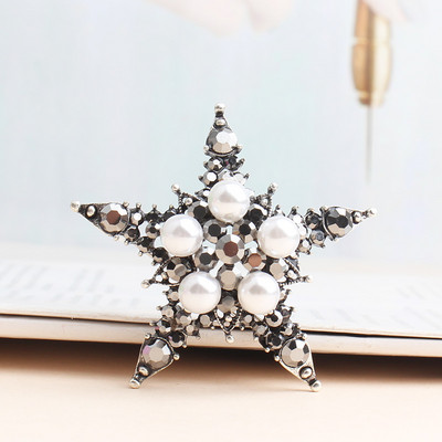 Pomlee Pearl Rhinestones Star Broševi za žene Vintage legure igle Broš za kapute Sjajni elegantni dodaci za torbicu visoke kvalitete