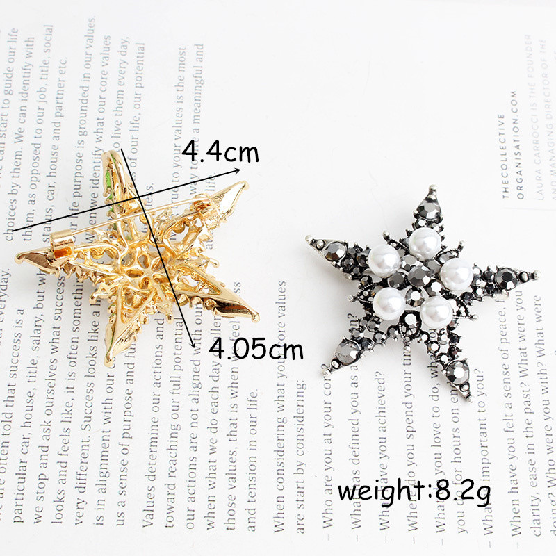 Pomlee Pearl Rhinestones Star Broševi za žene Vintage legure igle Broš za kapute Sjajni elegantni dodaci za torbicu visoke kvalitete