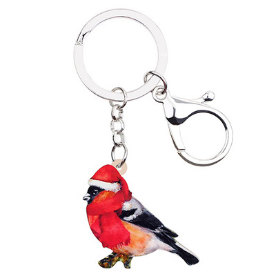 Bonsny Acrilic Crăciun Dulce Robin Pasăre Breloc Breloc Suport Bijuterii Animale din desene Animate pentru Femei Fete Adolescenți Geantă Breloc pentru mașină