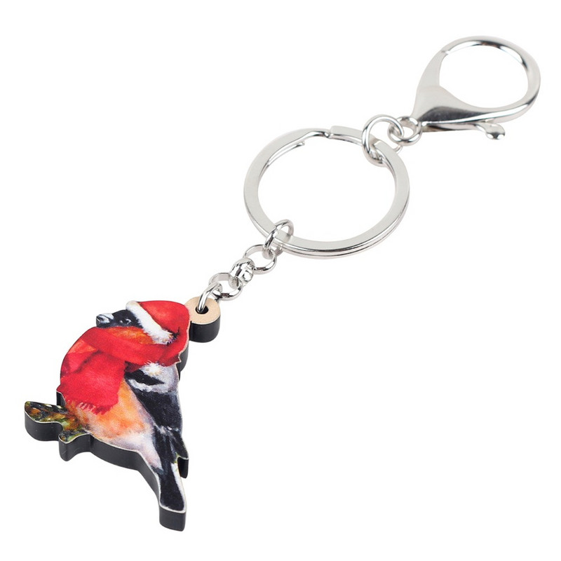 Bonsny Acrilic Crăciun Dulce Robin Pasăre Breloc Breloc Suport Bijuterii Animale din desene Animate pentru Femei Fete Adolescenți Geantă Breloc pentru mașină