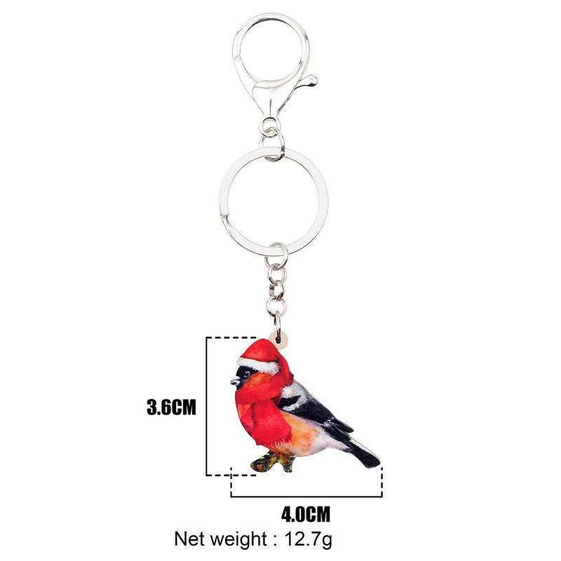 Bonsny Acrilic Crăciun Dulce Robin Pasăre Breloc Breloc Suport Bijuterii Animale din desene Animate pentru Femei Fete Adolescenți Geantă Breloc pentru mașină