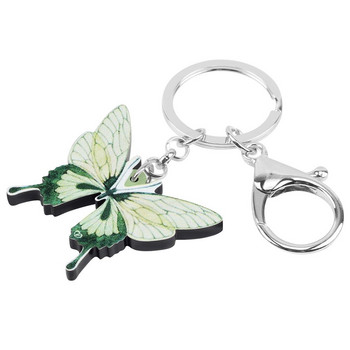 Bonsny Acrylic Green Butterfly Keychains Long Lovely Animal Key Ring Jewels for Women Kids Friends Δώρο καινοτομία Διακόσμηση αυτοκινήτου