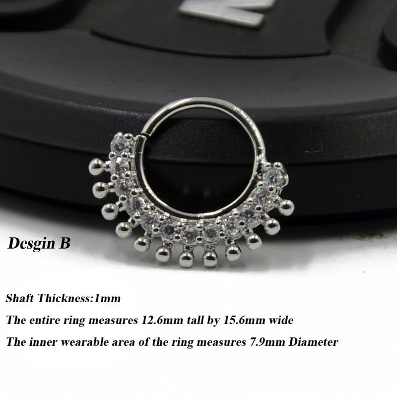 1kom Okrugli cirkonski dragulj s krilima Lotusovog cvijeta točkasta, savitljivi bešavni prsten za nos s dragim kamenjem, naušnica od hrskavice u uhu od kirurškog čelika, 18 g