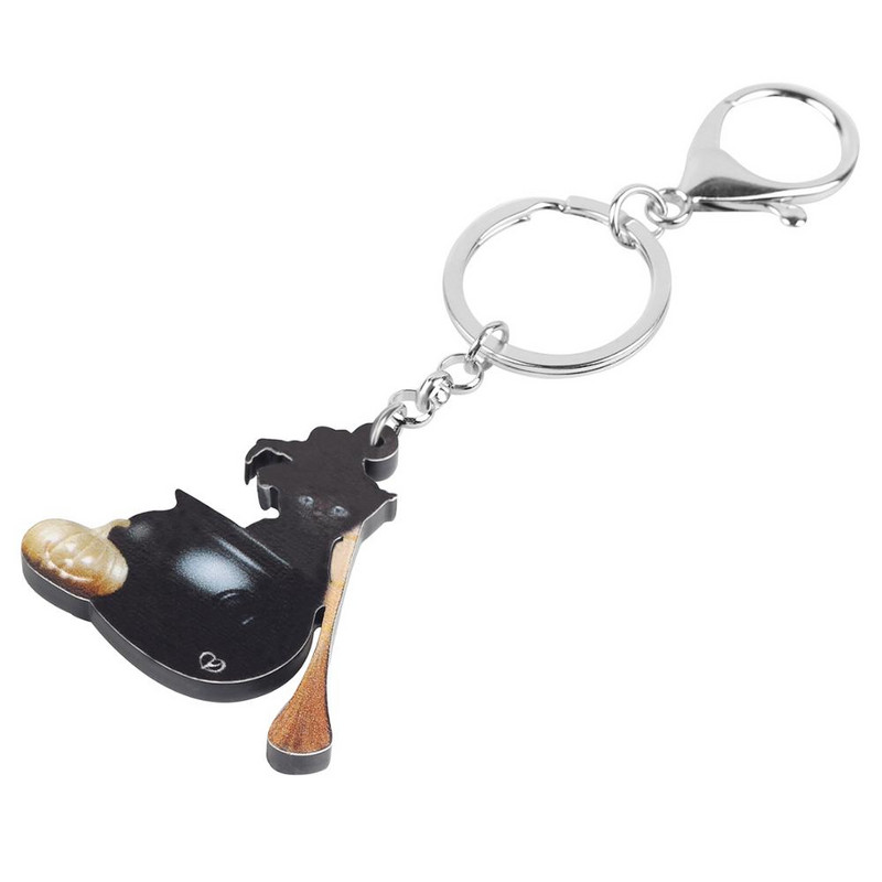 Bonsny Akrilni Halloween Crni, lijepi mačji privjesci za ključeve s privjeskom za kućne ljubimce, životinje, nakit, nakit za žene, djecu, muškarce, smiješna dekoracija poklon vrećice