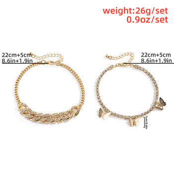 KunJoe Bohemian Ankle Bracelets Set Multilayer Rhinestone Chain Charm Bracelets for Women Anklet Foot Beach Jewelry Gifts 2022