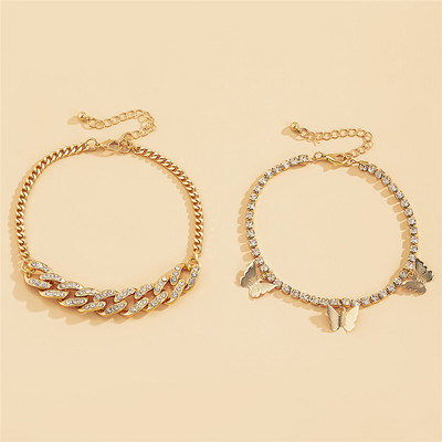 KunJoe Set de brățări boeme de gleznă, cu mai multe straturi, cu lanț de strasuri, brățări cu farmec pentru femei, gleznă, picior, bijuterii de plajă, cadouri 2022