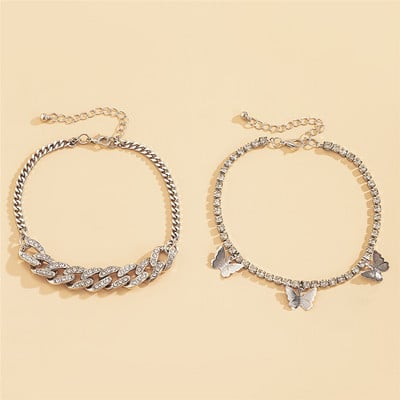 KunJoe Set de brățări boeme de gleznă, cu mai multe straturi, cu lanț de strasuri, brățări cu farmec pentru femei, gleznă, picior, bijuterii de plajă, cadouri 2022