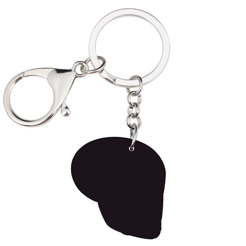 Bonsny Acrilic Halloween Craniu Negru Breloc Breloc Inel Bijuterii Punk la modă Pentru Femei Fete Adolescenți Geantă Breloc pentru mașină în vrac