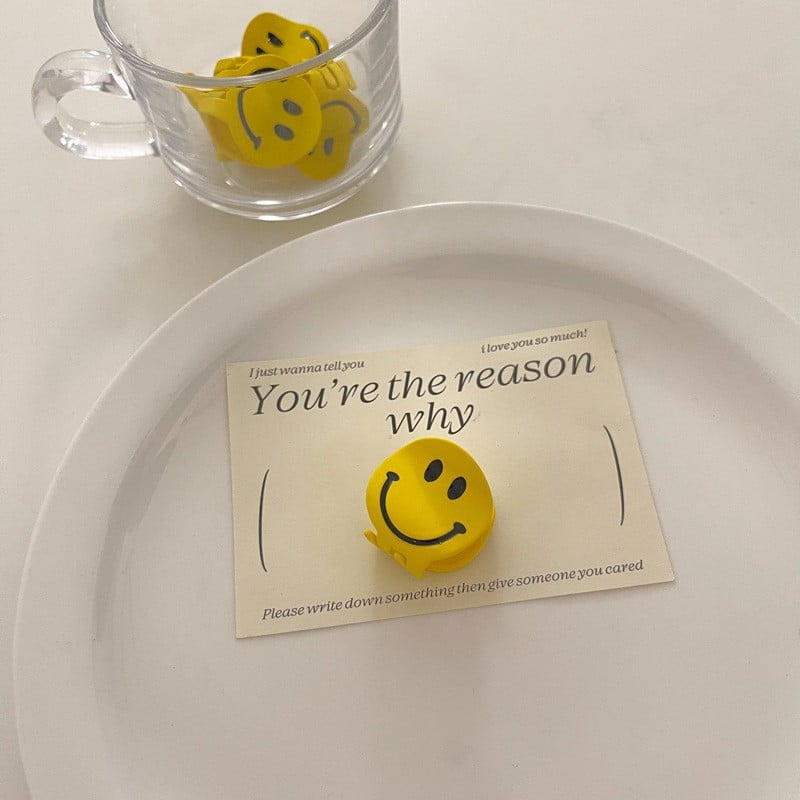 FFLACELL Лятна корейска версия на 2021 г. на Simple All-match Ins Yellow Smiley Face Clip Дамски парти аксесоари