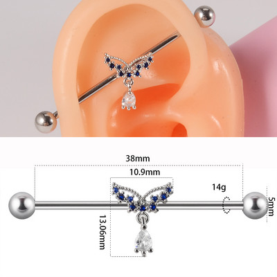 1 buc. Design unic, schelă industrială, piercing cu mreană, aripă, inimă, care atârnă mrene drepte, cercei cartilaj pentru femei, bărbați