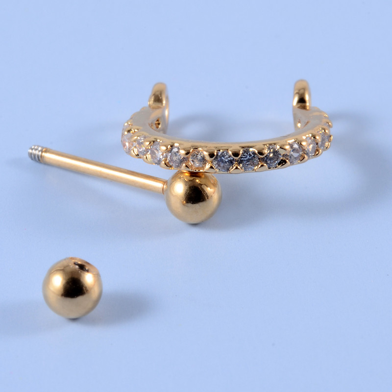 1kom 20gX8mm ušna hrskavica uteg manšeta helix tragus piercer Daith Rook lobe prstenovi naušnica s piercingom u obliku obruča CZ septuma