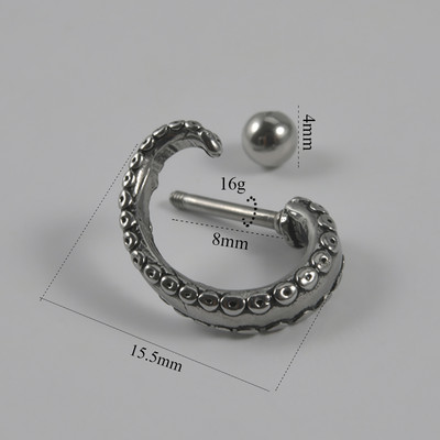 1 buc 16 g calamar buză labret inel piercing oțel inoxidabil cercei tragus cartilaj lob ureche Stud bijuterii de corp pentru femei bărbați