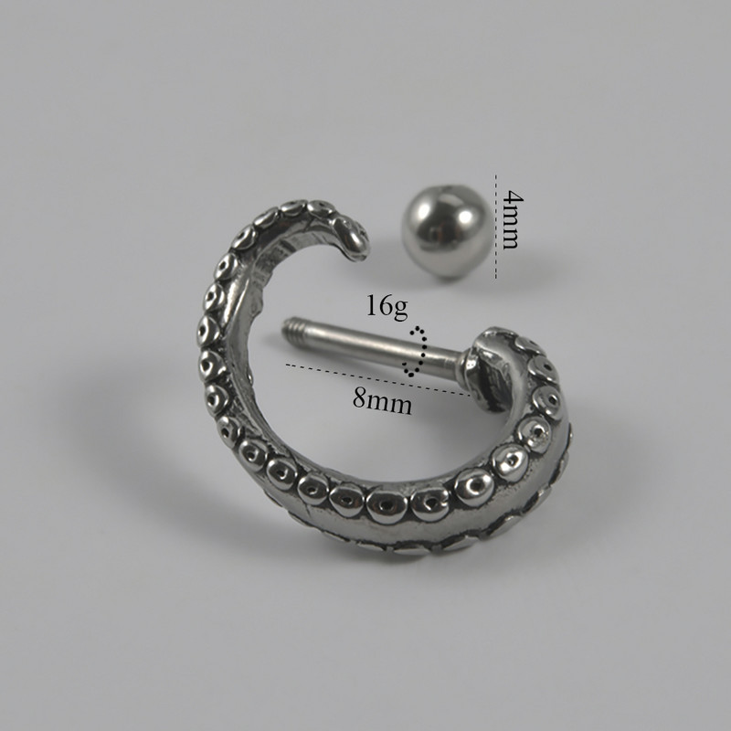 1 buc 16 g calamar buză labret inel piercing oțel inoxidabil cercei tragus cartilaj lob ureche Stud bijuterii de corp pentru femei bărbați