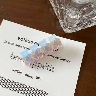 Urs curcubeu agrafă breton din rășină clemă drăguță de culoare bomboană agrafă de păr femei accesorii pentru fete bijuterii de modă