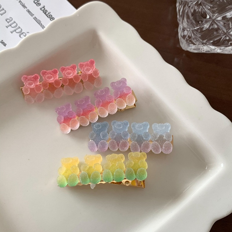 Urs curcubeu agrafă breton din rășină clemă drăguță de culoare bomboană agrafă de păr femei accesorii pentru fete bijuterii de modă