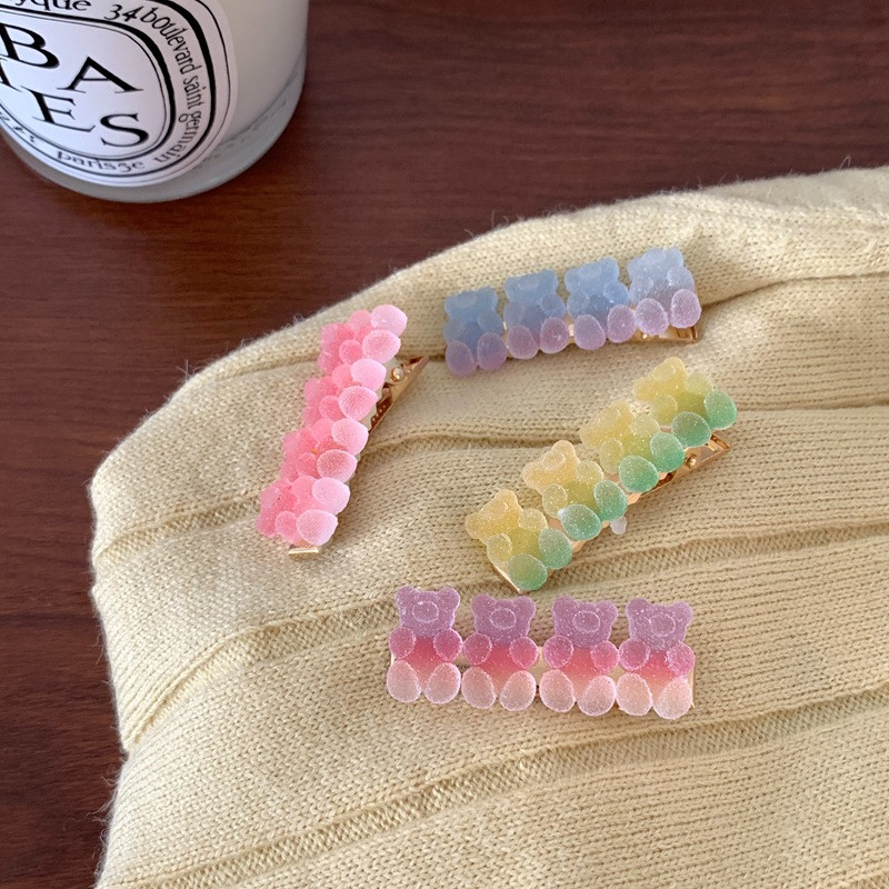 Urs curcubeu agrafă breton din rășină clemă drăguță de culoare bomboană agrafă de păr femei accesorii pentru fete bijuterii de modă