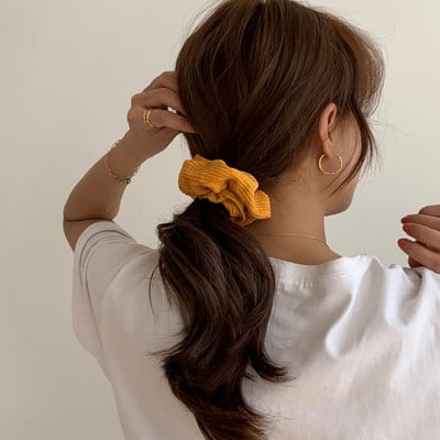 Scrunchies de păr de velur cald pentru femei de epocă, de culoare solidă, benzi de păr elastice moi, benzi de cauciuc pentru fete