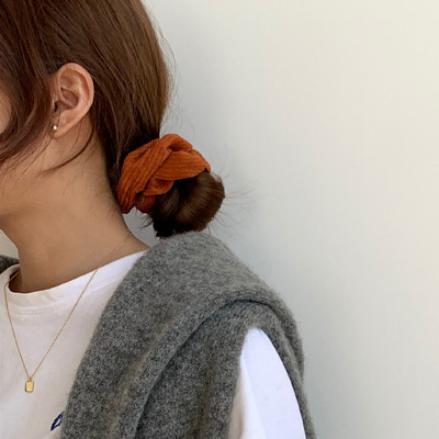 Scrunchies de păr de velur cald pentru femei de epocă, de culoare solidă, benzi de păr elastice moi, benzi de cauciuc pentru fete