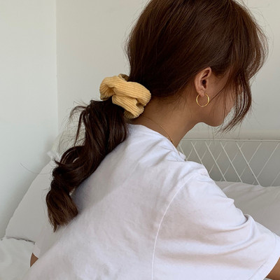 Scrunchies de păr de velur cald pentru femei de epocă, de culoare solidă, benzi de păr elastice moi, benzi de cauciuc pentru fete