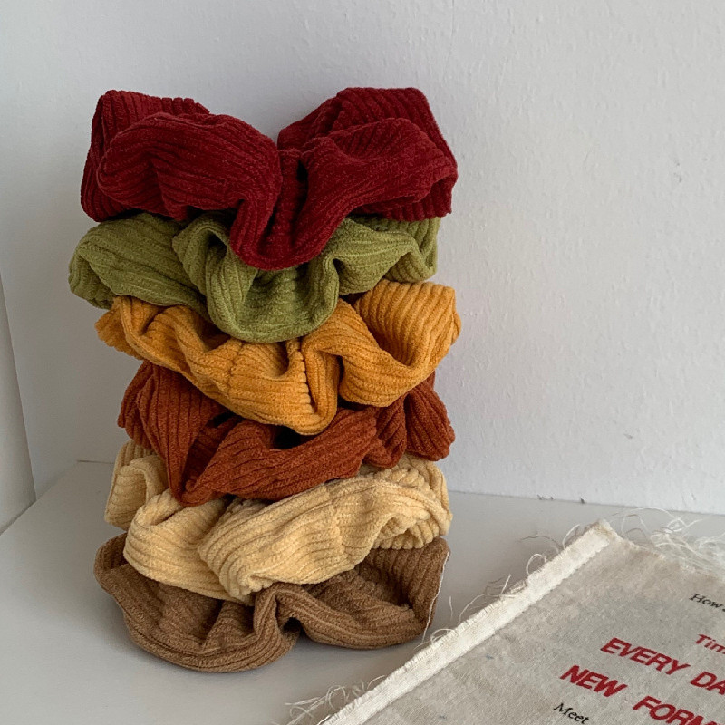 Scrunchies de păr de velur cald pentru femei de epocă, de culoare solidă, benzi de păr elastice moi, benzi de cauciuc pentru fete