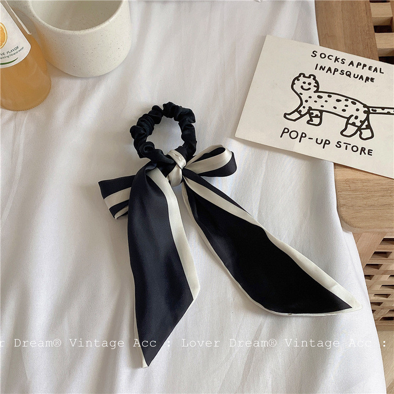 Franțuzesc, negru, alb, culoare solidă, imprimat, banda elastică de păr pentru femei, eșarfă de păr, frânghii de cauciuc, legături de păr, accesoriu de păr