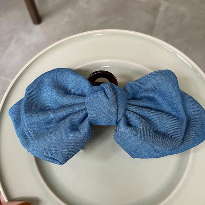 Agrafe de păr Kroean Fashion din denim, cu două straturi, cu fundă, agrafe de păr de dimensiune mare, pentru femei, bijuterii pentru petrecerea de aniversare