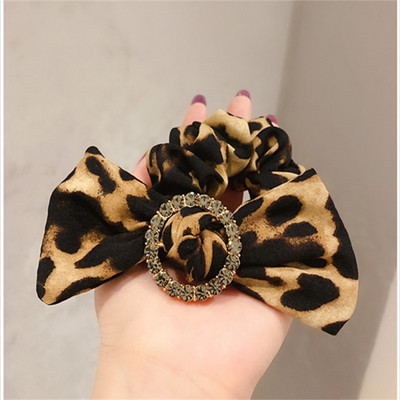 FFLACELL koreai új divatos leopárd kerek csat gyémánt masni vastagbél hajgyűrű ékszer ajándék női lányoknak