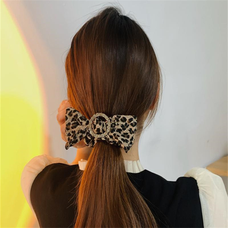 FFLACELL koreai új divatos leopárd kerek csat gyémánt masni vastagbél hajgyűrű ékszer ajándék női lányoknak