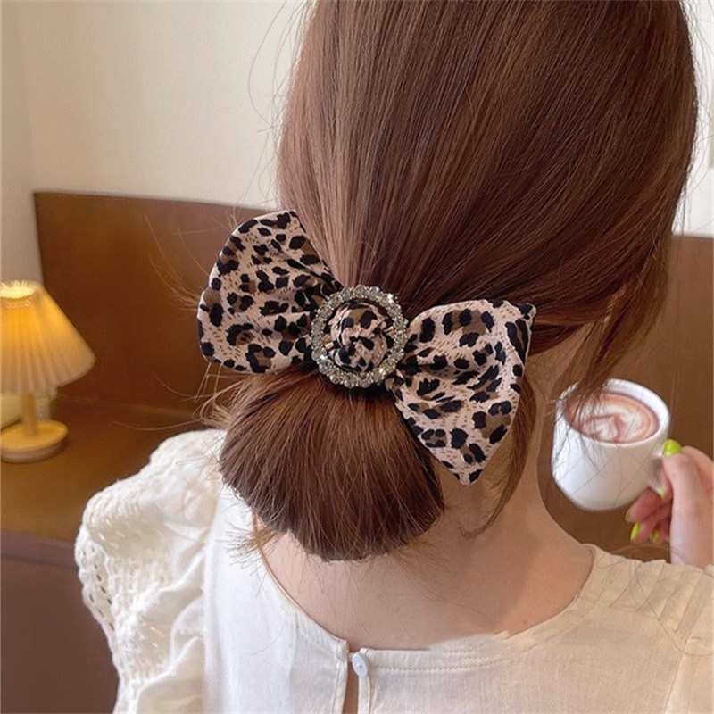 FFLACELL koreai új divatos leopárd kerek csat gyémánt masni vastagbél hajgyűrű ékszer ajándék női lányoknak