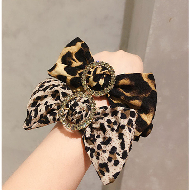 FFLACELL koreai új divatos leopárd kerek csat gyémánt masni vastagbél hajgyűrű ékszer ajándék női lányoknak