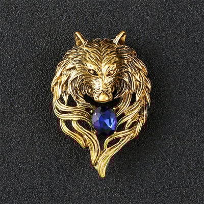 Broșă aurie retro cu animale dominatoare, cu cap de lup, vultur, tigru, accesorii pentru costum bărbați, personalitate, broșe cu strasuri de ultimă generație