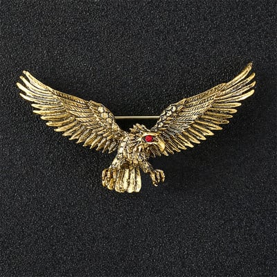 Broșă aurie retro cu animale dominatoare, cu cap de lup, vultur, tigru, accesorii pentru costum bărbați, personalitate, broșe cu strasuri de ultimă generație