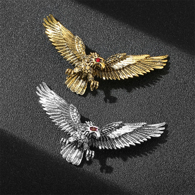 Broșă aurie retro cu animale dominatoare, cu cap de lup, vultur, tigru, accesorii pentru costum bărbați, personalitate, broșe cu strasuri de ultimă generație