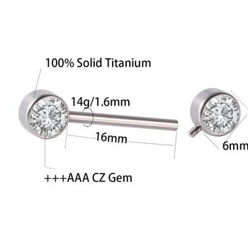 2 τμχ Titanium Opal CZ Gem Δαχτυλίδι θηλής Barbell Piercing Bar Γυναικείο Δαχτυλίδι Piercing Body Κοσμήματα Αξεσουάρ Χονδρική