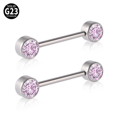2Pcs Titanium Opal CZ Gem Prsten za bradavice Šipka za piercing za bradavice Prsten za jezik Ženski piercing Nakit Dodaci Veleprodaja
