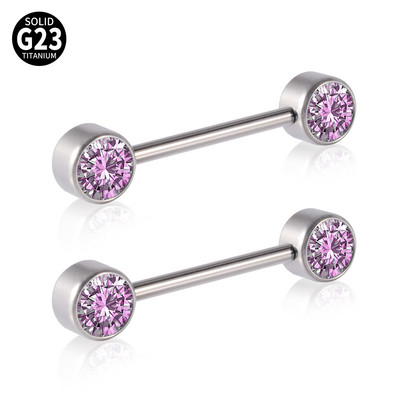 2Pcs Titanium Opal CZ Gem Prsten za bradavice Šipka za piercing za bradavice Prsten za jezik Ženski piercing Nakit Dodaci Veleprodaja