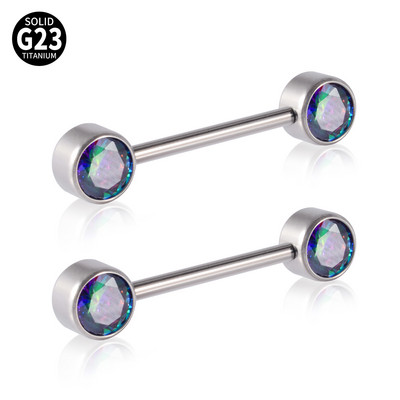 2Pcs Titanium Opal CZ Gem Prsten za bradavice Šipka za piercing za bradavice Prsten za jezik Ženski piercing Nakit Dodaci Veleprodaja