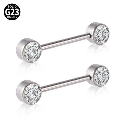 2Pcs Titanium Opal CZ Gem Prsten za bradavice Šipka za piercing za bradavice Prsten za jezik Ženski piercing Nakit Dodaci Veleprodaja