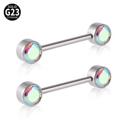 2Pcs Titanium Opal CZ Gem Prsten za bradavice Šipka za piercing za bradavice Prsten za jezik Ženski piercing Nakit Dodaci Veleprodaja