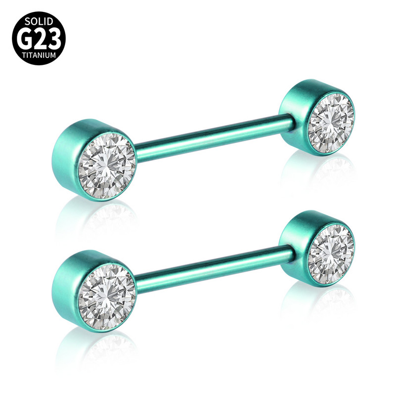 2Pcs Titanium Opal CZ Gem Prsten za bradavice Šipka za piercing za bradavice Prsten za jezik Ženski piercing Nakit Dodaci Veleprodaja
