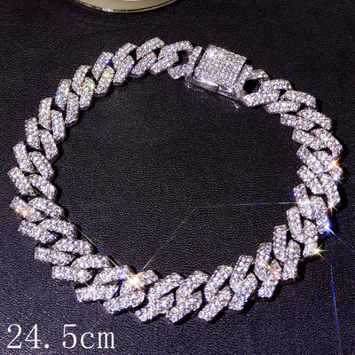 Hip Hop Iced Out lánc burkolt Miami kubai bokalánc nőknek Luxus teljes strasszos kubai linklánc bokalánc rozsdamentes acél ékszerek
