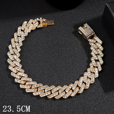 Hip Hop Iced Out lánc burkolt Miami kubai bokalánc nőknek Luxus teljes strasszos kubai linklánc bokalánc rozsdamentes acél ékszerek