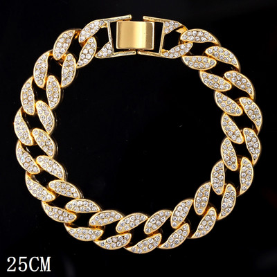 Hip Hop Iced Out lánc burkolt Miami kubai bokalánc nőknek Luxus teljes strasszos kubai linklánc bokalánc rozsdamentes acél ékszerek