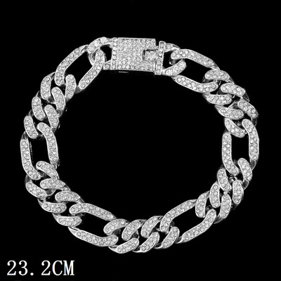 Hip Hop Iced Out lánc burkolt Miami kubai bokalánc nőknek Luxus teljes strasszos kubai linklánc bokalánc rozsdamentes acél ékszerek