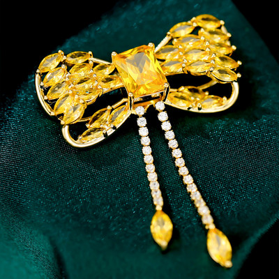 OKILY Broșe minunate cu crengă de măslin, zircon, cu fundă, pentru femei, ace și broșe, eșarfă, ace de perle de modă, cadou de Ziua Recunoștinței